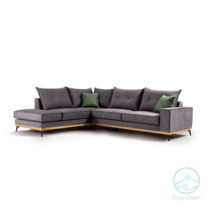 Γωνιακός καναπές δεξιά γωνία Luxury II pakoworld ύφασμα ανθρακί-κυπαρισσί 290x235x95εκ 1τεμ