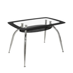 Τραπέζι ArteLibre HALTIA Χρώμιο/Μαύρο Γυαλί/Μέταλλο 120x75x75cm 1τεμ