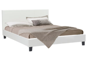 Κρεβάτι Nevil pakoworld διπλό 150x200 PU χρώμα λευκό ματ 1τεμ