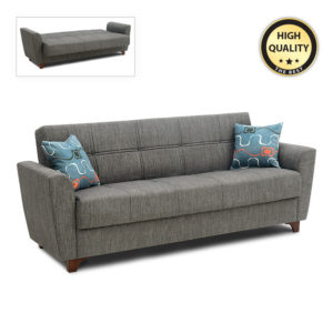 Καναπές - κρεβάτι Jason Megapap τριθέσιος υφασμάτινος με αποθηκευτικό χώρο σε χρώμα γκρι 216x85x91εκ. 1τεμ