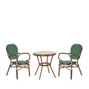 Σετ Τραπεζαρία Κήπου ArteLibre BURUNDI Μπαμπού Αλουμίνιο/Γυαλί Με 2 Καρέκλες 14990225 1τεμ