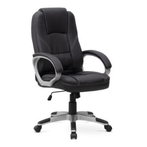 Καρέκλα γραφείου διευθυντική Robie Megapap από τεχνόδερμα χρώμα μαύρο 64x62x108/118εκ. 1τεμ