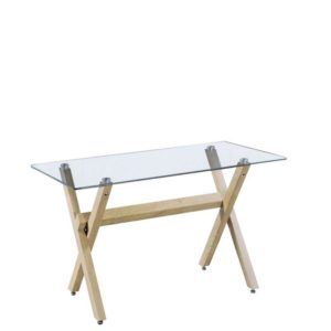 Τραπέζι ArteLibre BEE Διάφανο/Φυσικό Ξύλο/Γυαλί 140x80x75cm 1τεμ
