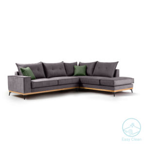 Γωνιακός καναπές αριστερή γωνία Luxury II pakoworld ύφασμα ανθρακί-κυπαρισσί 290x235x95εκ 1τεμ