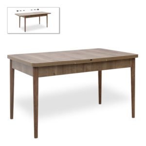 Τραπέζι Bruno Megapap επεκτεινόμενο από MDF/ ξύλο χρώμα ανοιχτό καρυδί 130/168x80x77εκ. 1τεμ