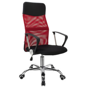 Καρέκλα γραφείου διευθυντή Joel I pakoworld με ύφασμα mesh μαύρο-κόκκινο 60x60x109-118εκ 1τεμ