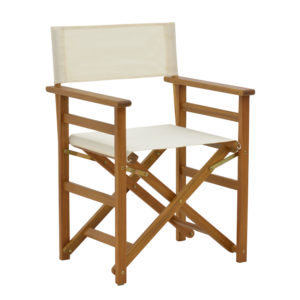 Καρέκλα-πολυθρόνα σκηνοθέτη Bistrual pakoworld ξύλο ακακίας φυσικό-πανί λευκό 58x50x84.5εκ 1τεμ
