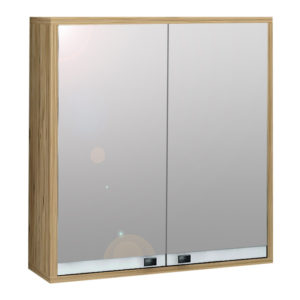 Καθρέπτης μπάνιου με ντουλάπι Bade Megapap από μελαμίνη χρώμα φυσικό 60x15x60εκ. 1τεμ
