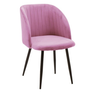 Πολυθρόνα Oasis pakoworld βελούδο ροζ-πόδι μαύρο μέταλλο 54x52x84εκ 2τεμ