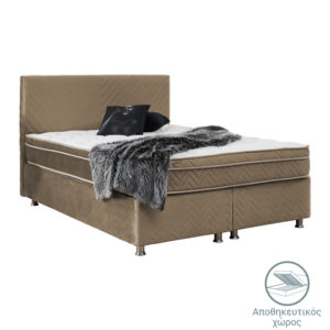 Κρεβάτι Rizko pakoworld διπλό με αποθηκευτικό χώρο καφέ 160x200εκ 1τεμ