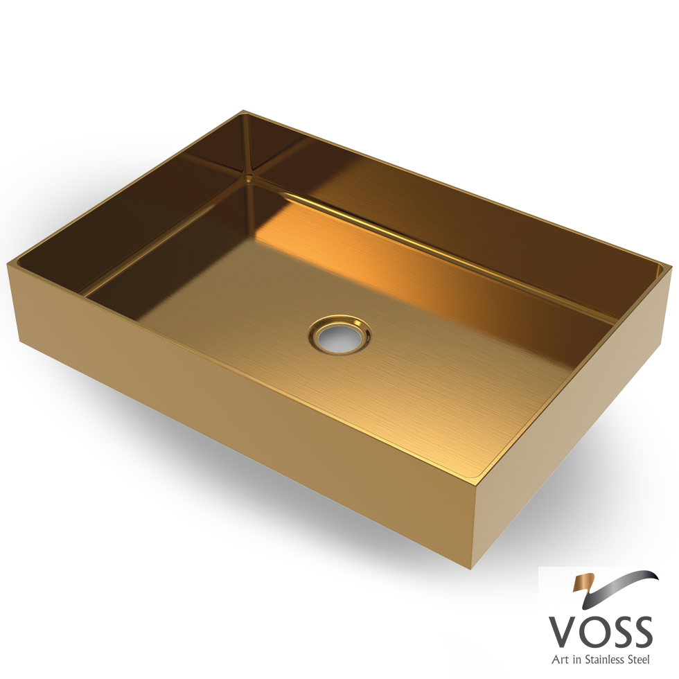 Voss Aldo Gold Brushed PVD 55x38 - Επιτραπεζιος Μεταλλικος Νιπτηρας