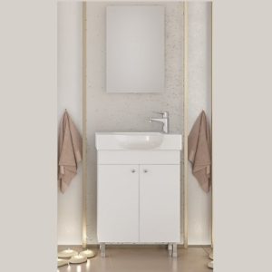 Litos 55 White - Έπιπλο Μπάνιου Με Νιπτήρα & Καθρέπτη (55x32)
