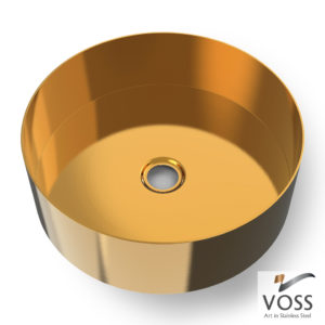 Voss Luna Gold Brushed PVD 40x40 - Επιτραπεζιος Μεταλλικος Νιπτηρας