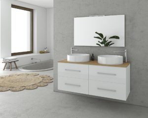 Torino 120 White 1 - Έπιπλο Μπάνιου Με 2 Νιπτήρες & Καθρέπτη