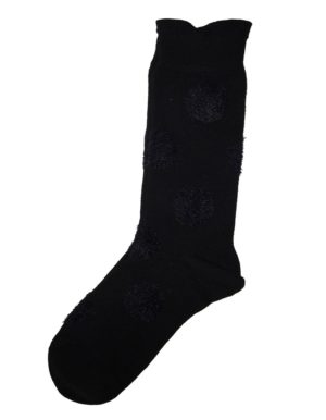 Enrico Coveri μακριές χειμωνιάτικες γυναικείες κάλτσες με ανάγλυφο πουά Avril2 Μαύρο
