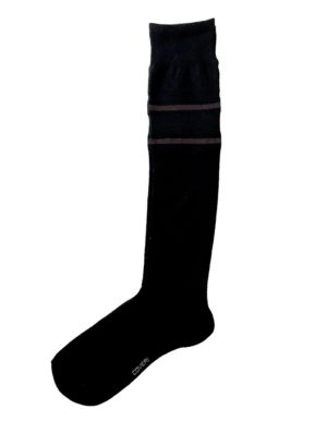 Enrico Coveri μαύρες μακριές χειμωνιάτικες γυναικείες κάλτσες με καφέ lurex ρίγες Giorgia201