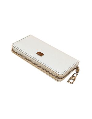 Fiordaliso μεγάλο λείο άσπρο γυναικείο πορτοφόλι με φερμουάρ 19x10.5 OEM YQ4737