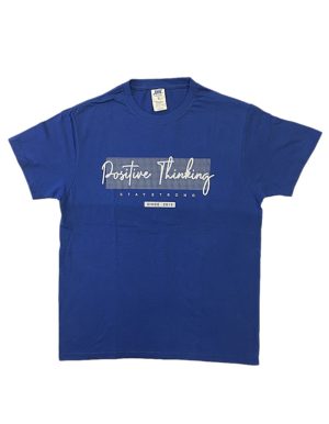 JHK μπλε ρουά αντρικό κοντομάνικο T-shirt Positive Thinking D026