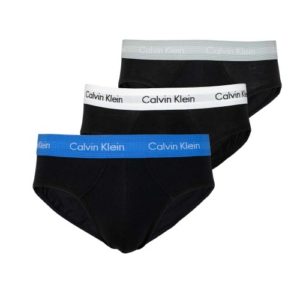 Calvin Klein 3 τμχ μαύρα βαμβακερά αντρικά σλιπ με χρωματιστά λάστιχα 0000U2661G.CAZ
