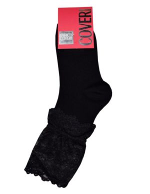 Enrico Coveri μαύρες χειμωνιάτικες γυναικείες κάλτσες με δαντέλα Shelly