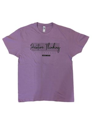 JHK μωβ-λιλά αντρικό κοντομάνικο T-shirt Positive Thinking D026