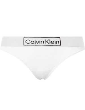 Calvin Klein άσπρο βαμβακερό string με φαρδύ εξωτερικό λάστιχο 000QF6774E.100