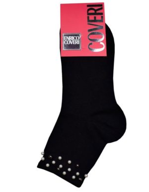 Enrico Coveri μαύρες χειμωνιάτικες γυναικείες κάλτσες με πέρλες Giusy231