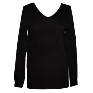 Dedes Thermal γυναικεία μαύρη V μακριά μακρυμάνικη ισοθερμική μπλούζα 0507