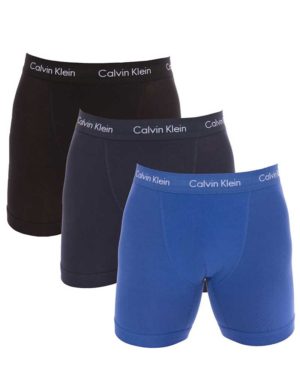 Calvin Klein 3 τμχ μαύρο, μπλε και navy βαμβακερά μακριά αντρικά boxer NB1770A.4KU