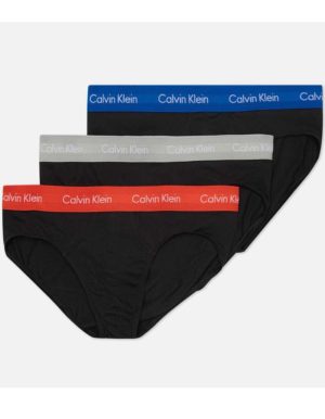 Calvin Klein 3 τμχ μαύρα βαμβακερά αντρικά σλιπ με χρωματιστά λάστιχα 0000U2661G.WHD