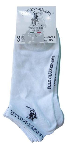Harvey Miller 3 ζεύγη filo scozia άσπρες καλοκαιρινές γυναικείες κάλτσες sneakers ΗΜ101