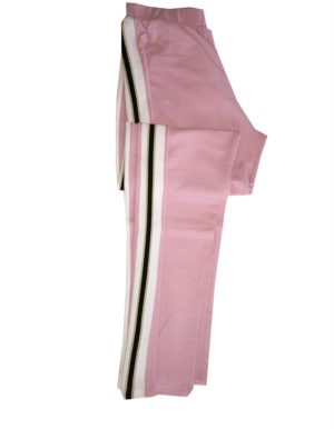 Jeannette ροζ καλοκαιρινό γυναικείο παντελόνι φόρμας με ριγέ-lurex τρέσα στο πλάι 11203