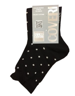 Enrico Coveri πουά χειμωνιάτικες γυναικείες κάλτσες με σουρίτσα Elisa207 Μαύρο