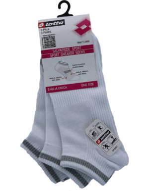Lotto 3 ζεύγη αθλητικές άσπρες γυναικείες sneaker κάλτσες με ασημί lurex ρίγα Jane1