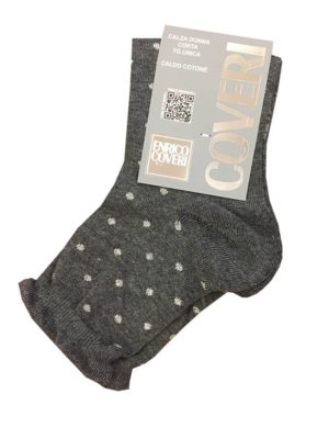 Enrico Coveri πουά χειμωνιάτικες γυναικείες κάλτσες με σουρίτσα Elisa207 Γκρι