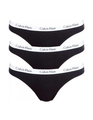Calvin Klein μαύρα βαμβακερά string με εξωτερικό λάστιχο QD3587E-001 συσκευασία 3 τμχ