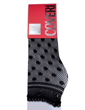 Enrico Coveri μαύρες κοντές (αστραγάλου) γυναικείες κάλτσες με πουά δίχτυ Selene3
