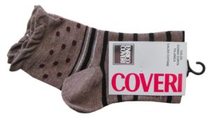 Enrico Coveri χειμωνιάτικες γυναικείες κοντές πουά&ριγέ κάλτσες κωδ.Elisa161ASS Καφέ