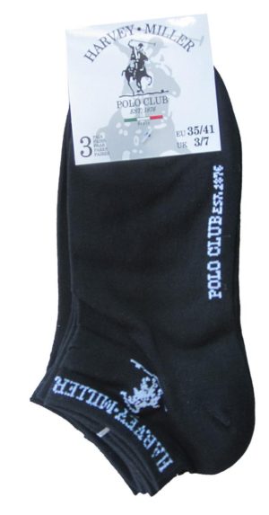 Harvey Miller 3 ζεύγη filo scozia μαύρες καλοκαιρινές γυναικείες κάλτσες sneakers ΗΜ101