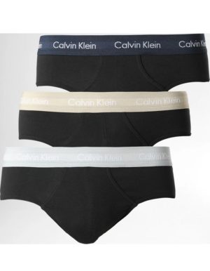 Calvin Klein 3 τμχ μαύρα βαμβακερά αντρικά σλιπ με χρωματιστά λάστιχα 0000U2661G.6ED