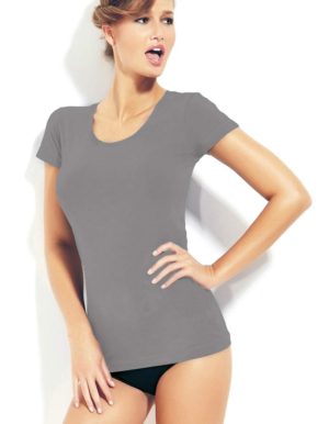 Jadea Colors βαμβακερή κοντομάνικη μπλούζα με χαμηλή λαιμόκοψη Gioia Γκρι