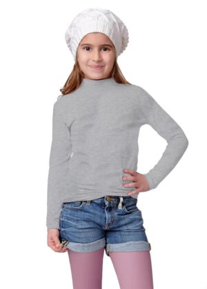 Jadea Girl κοριτσίστικη βαμβακερή μακρυμάνικη μπλούζα με όρθιο λαιμό κωδ.262 Γκρι Μελανζέ