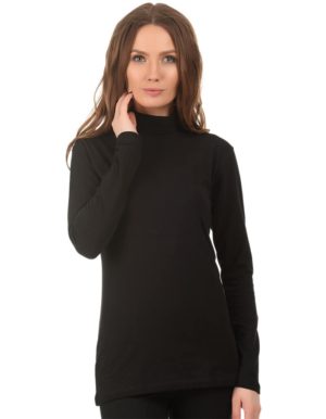 Jadea μαύρη soft cotton γυναικεία βαμβακερή μακρυμάνικη μπλούζα ζιβάγκο 4101