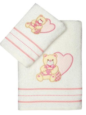 Σετ πετσέτες κεντητές Heart 01 Pink
