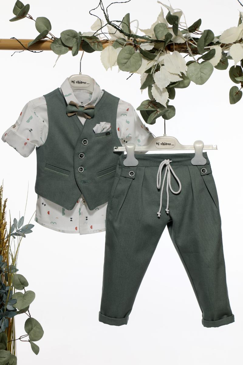 Βαπτιστικό Κοστουμάκι για Αγόρι Πράσινο Α4653, Mi Chiamo, mc-24-A4653