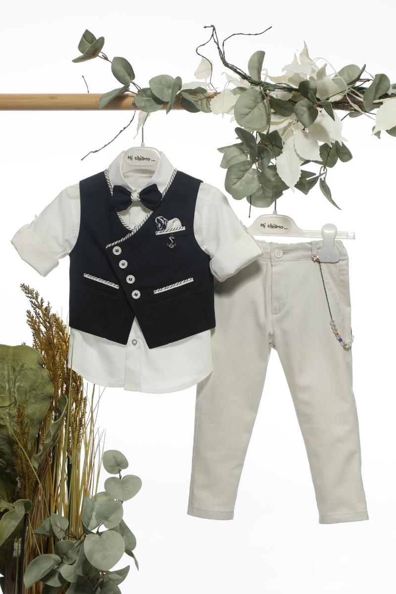 Βαπτιστικό Κοστουμάκι για Αγόρι Μπλε-Λευκό Πάγου Α4660, Mi Chiamo, mc-24-A4660