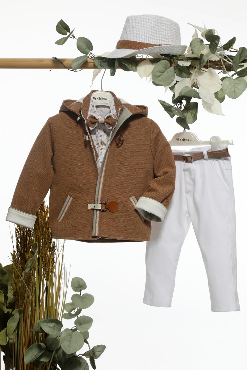 Βαπτιστικό Κοστουμάκι για Αγόρι Ταμπά-Λευκό Α4693, Mi Chiamo, mc-24-A4693