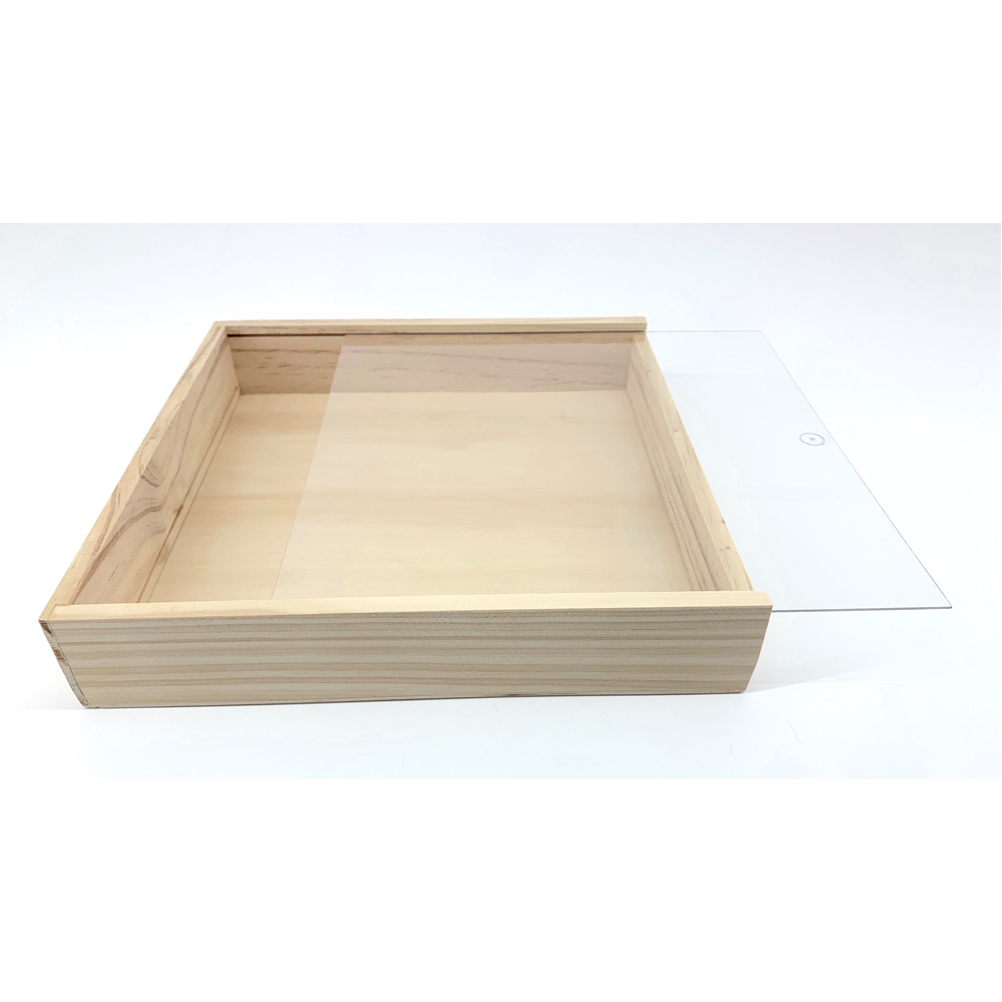 Ξύλινο Κουτί με Plexiglass Καπάκι (για Στεφανοθήκη ή Μαρτυρικά) ( 22 x 22cm ) | Β58, rin-b58