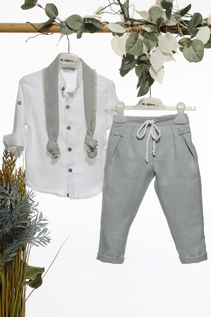 Βαπτιστικό Κοστουμάκι για Αγόρι Λευκό-Σιέλ Α4686, Mi Chiamo, mc-24-A4686-lefko-siel