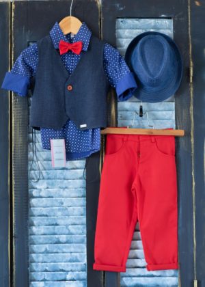 Βαπτιστικό Κοστουμάκι για αγόρι Μπλε-Κόκκινο ΑΕ28 Mak Baby, mak-ae28